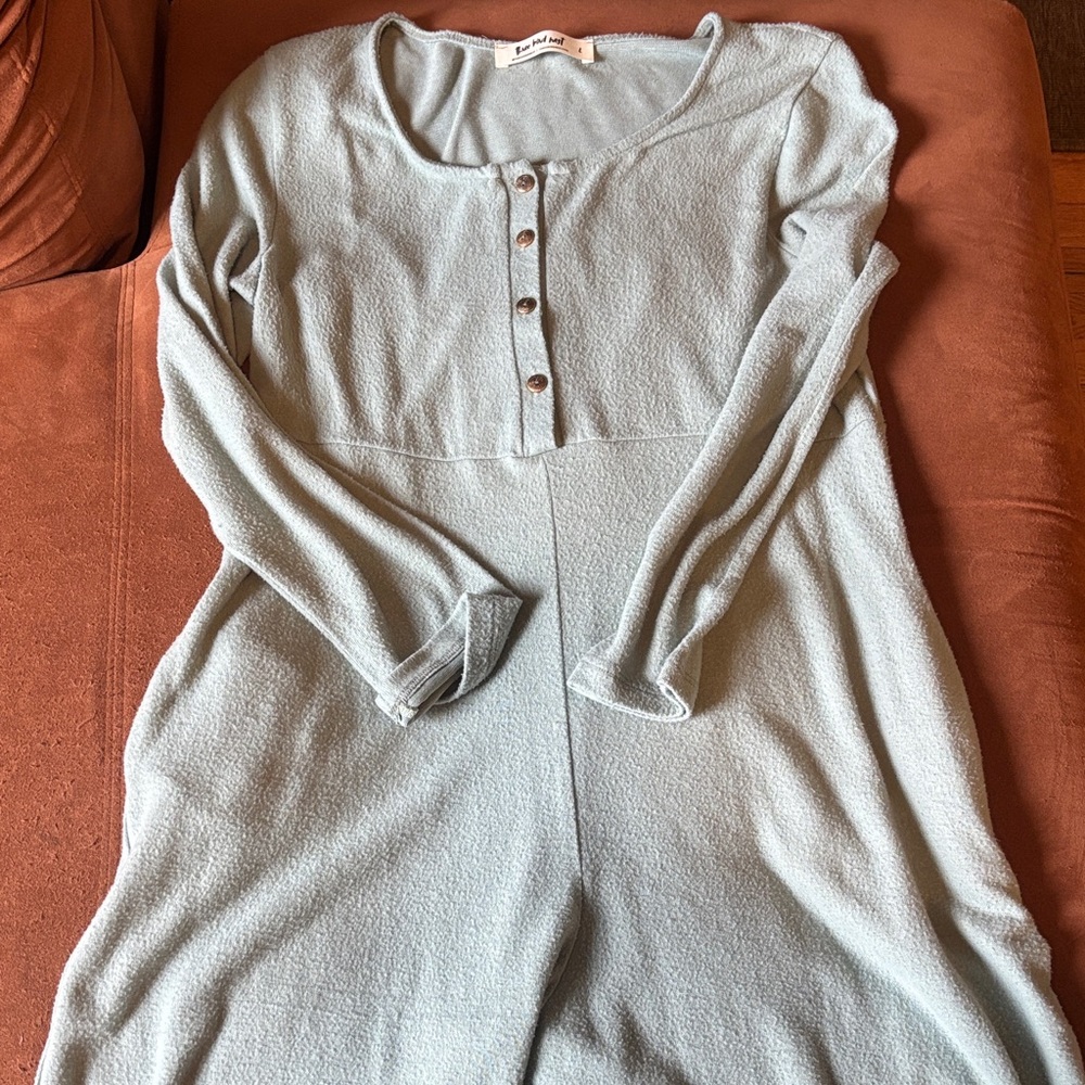 Three Bird Nest Large Blue Long-Sleeve Jumpsuit